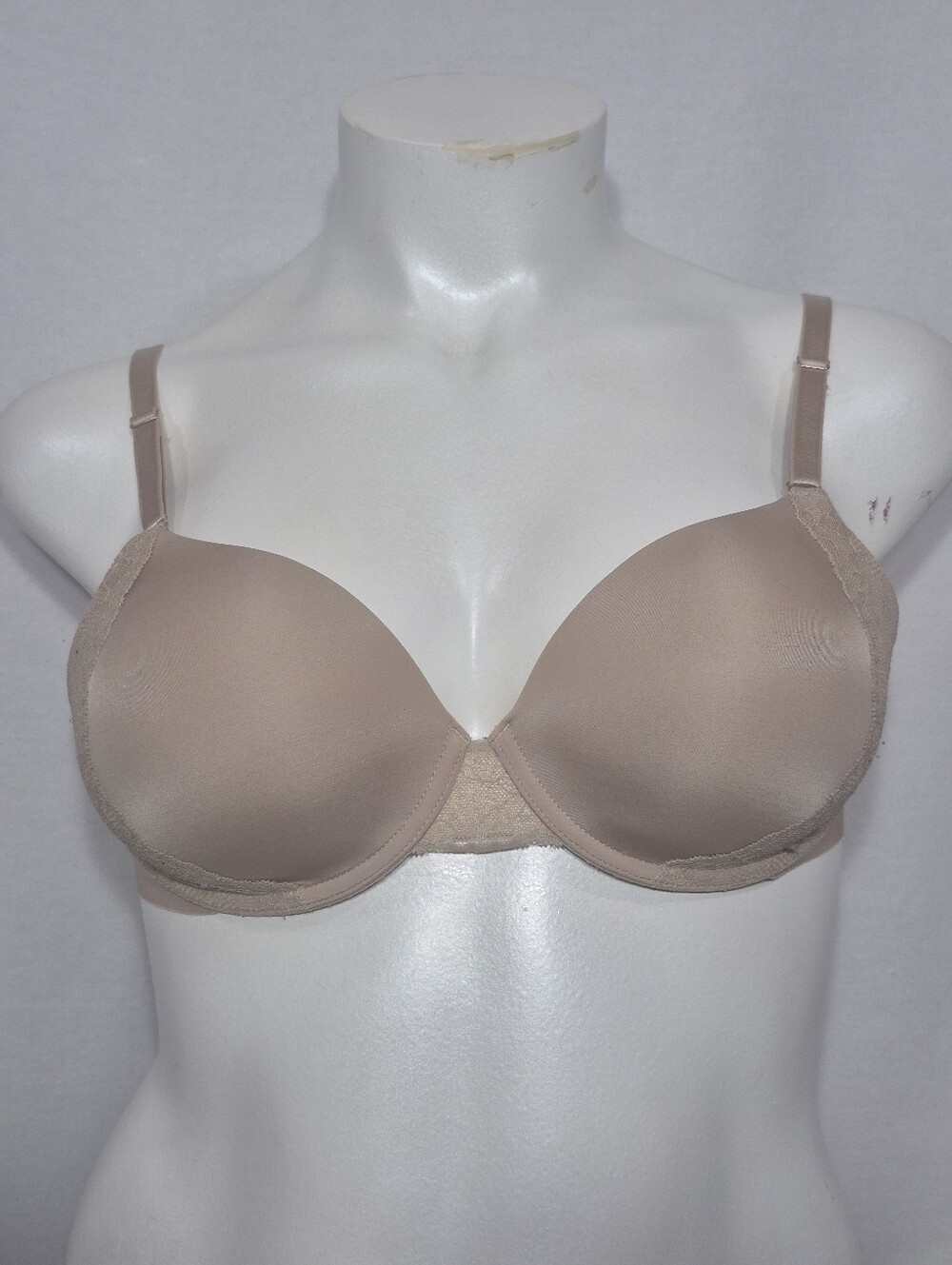 38B Soma Vanishing Back 360 Perfect Coverage Lace Trim UW Bra Beige